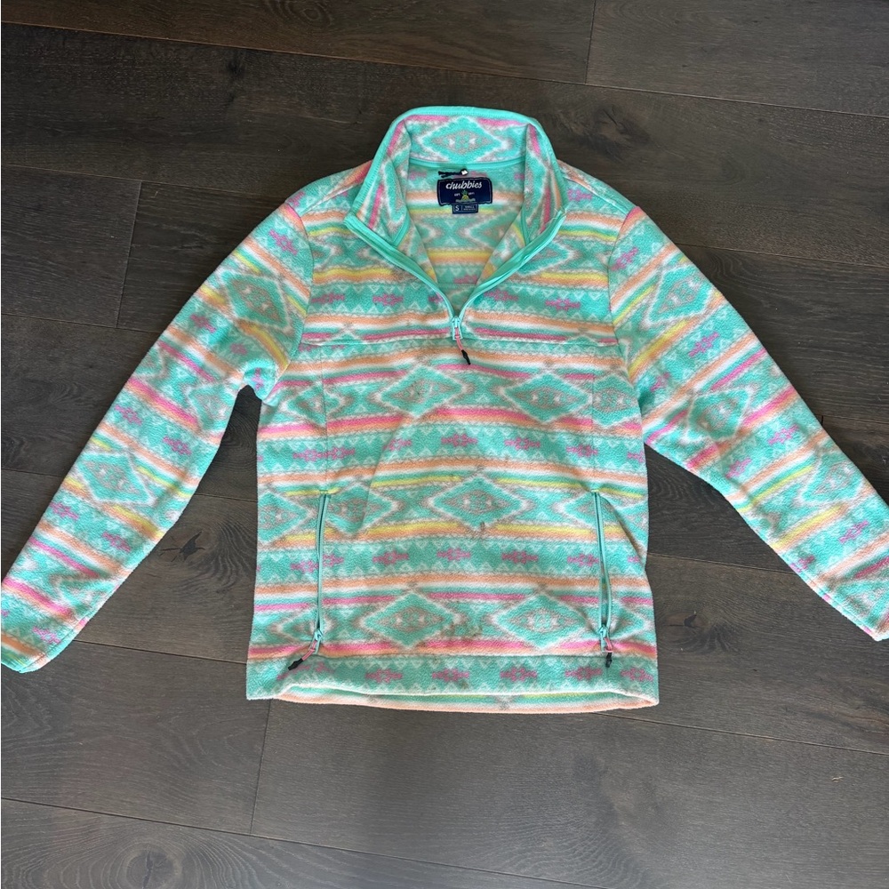 Chubbies Teal and Pink Quarterzip Fleece